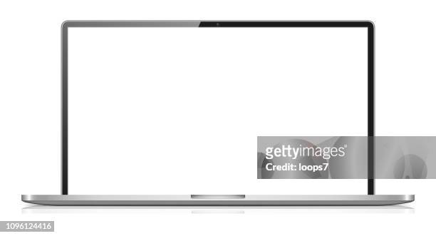 modernen widescreen-notebook, isolated on white background - breit stock-grafiken, -clipart, -cartoons und -symbole