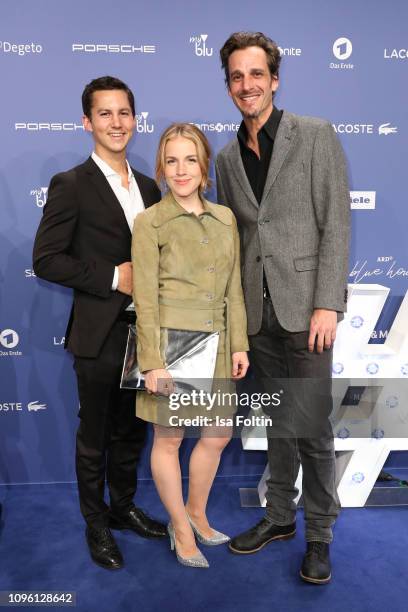 German actor Tim Oliver Schultz, German actress Paula Kalenberg and Austrian actor Max von Thun attend the Blue Hour Party hosted by ARD during the...