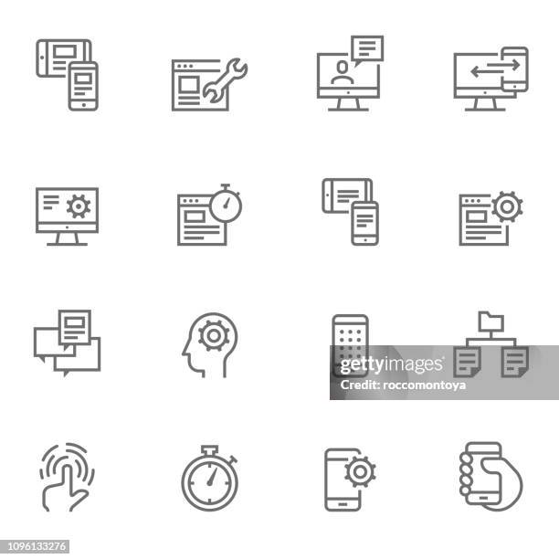 ilustraciones, imágenes clip art, dibujos animados e iconos de stock de icon set iconos ui/ux - ilustración - agilidad