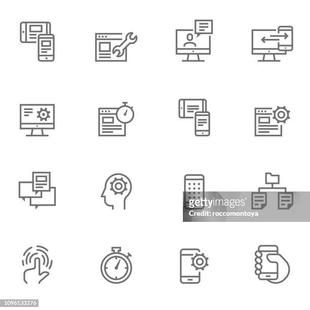 icon set ui/ux icons - illustration - app design line icons stock illustrations