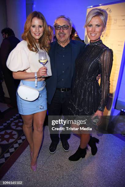 Mareile Hoeppner, Wolfgang Stumph and Kamilla Senjo during the Blue Hour Party hosted by ARD during the 69th Berlinale International Film Festival at...