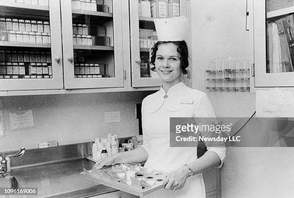 Nurse Eileen Hagedorn of East Northport, New York is pictured at work ...