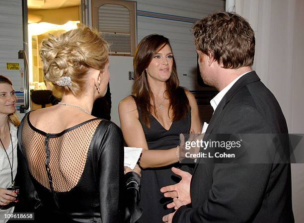 Sharon Stone and Brooke Shields during Macy's Passport Gala 2006 - Backstage at Santa Monica Airport's Barker Hanger in Santa Monica, California,...