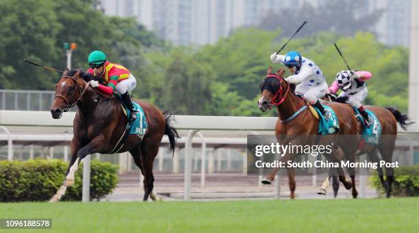 Race 8, Maurice, ridden by Joao Moreira, won the Champions Mile at Sha Tin. 01MAY16