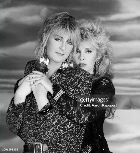 Los Angeles Singers Christine McVie and Stevie Nicks of Fleetwood Mac pose for a portrait circa 1987 in Los Angeles, California