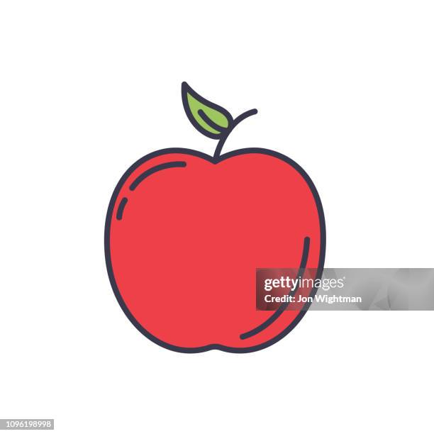 apple fruit thin line icon - apple logo stock illustrations