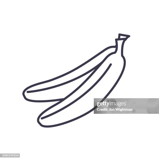 banana fruit thin line icon - logo elements grocery stock illustrations