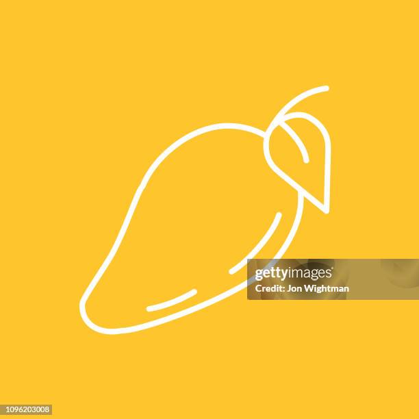 mango fruit thin line icon - mango fruit pattern stock illustrations
