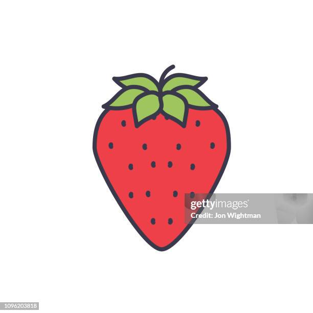 strawberry fruit thin line icon - strawberry stock illustrations