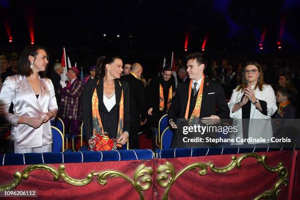 Pauline Ducruet, Princess Stephanie of Monaco, Louis Ducruet and Camille Gottlieb attend the 43rd International Circus Festival of Monte-Carlo on...