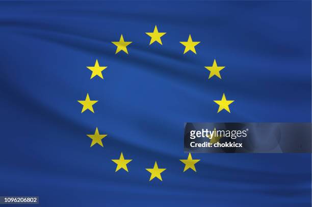 stockillustraties, clipart, cartoons en iconen met eu-vlag zwaaien - european flag