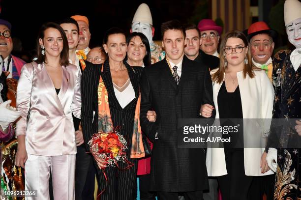 Pauline Ducruet, Princess Stephanie of Monaco, Louis Ducruet and Camille Gottlieb attend the 43rd International Circus Festival of Monte-Carlo on...