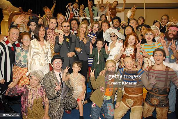 Olivia Harrison, Ringo Starr, Barbara Bach, Sir Paul McCartney and Yoko Ono with Cirque du Soleil "LOVE" cast members *EXCLUSIVE*