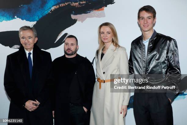 Owner of LVMH Luxury Group Bernard Arnault, Stylist Kim Jones, Louis Vuitton's executive vice president Delphine Arnault and CEO of Rimowa Alexandre...