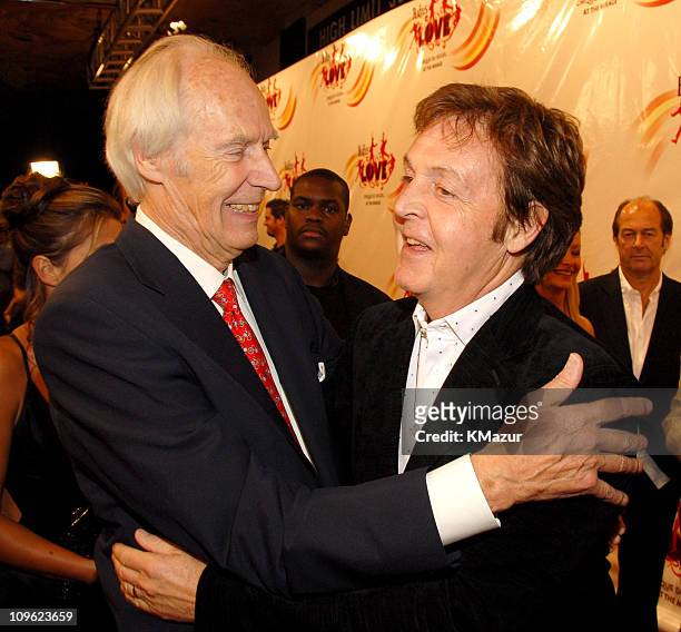 Sir George Martin and Sir Paul McCartney during "LOVE": Cirque du Soleil Celebrates the Musical Legacy of The Beatles - Red Carpet at The Mirage...