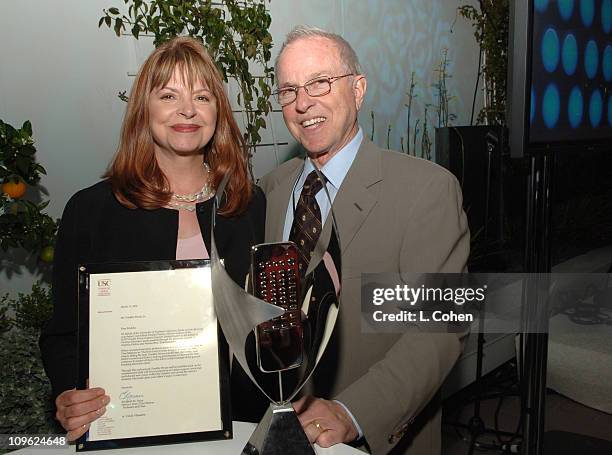 Kathy Prinze and Ron DeBlasio during AOL In2TV Launch - Inside at Museum of Television in Los Angeles, California, United States.