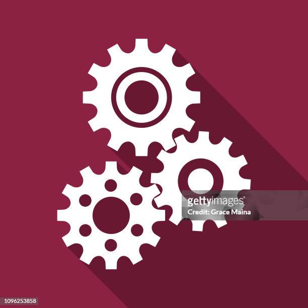 three rotating gear mechanism - gears stock illustrations