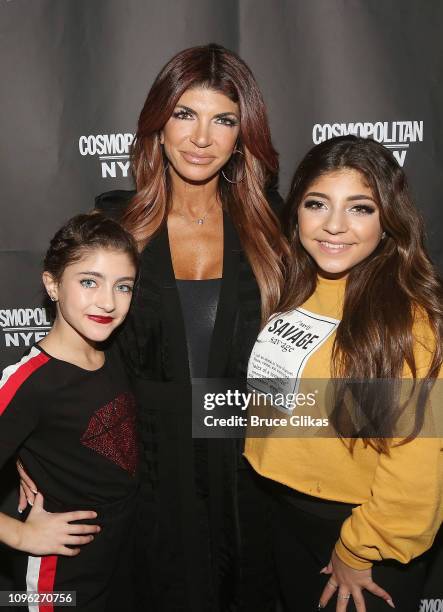 Audriana Giudice, Teresa Giudice and Milania Giudice pose at the Cosmopolitan New York Fashon Week #Eye Candy event After Party at Planet Hollywood...