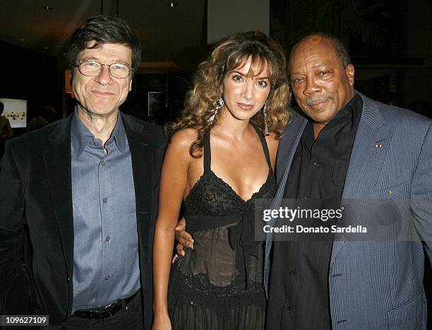 Jeffrey Sachs, guest and Quincy Jones during Millennium Promise West Coast Launch Honoring Jeffrey Sachs at Private Home in Beverly Hills, CA, United...