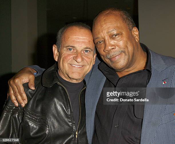 Joe Pesci and Quincy Jones during Millennium Promise West Coast Launch Honoring Jeffrey Sachs at Private Home in Beverly Hills, CA, United States.