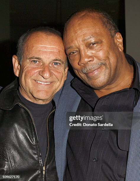 Joe Pesci and Quincy Jones during Millennium Promise West Coast Launch Honoring Jeffrey Sachs at Private Home in Beverly Hills, CA, United States.