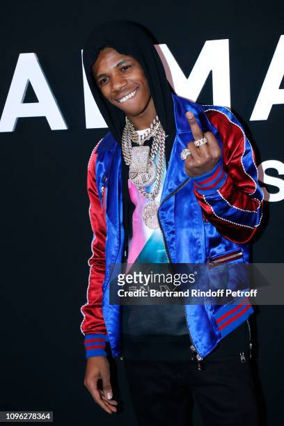 Boogie Wit Da Hoodie attends the Balmain Homme Menswear Fall/Winter 2019-2020 show as part of Paris Fashion Week on January 18, 2019 in Paris, France.