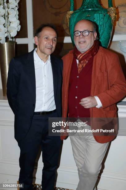 Jean-Pierre Weill and Academician Marc Lambron attend the Weill Menswear Fall/Winter 2019-2020 show as part of Paris Fashion Week on January 18, 2019...