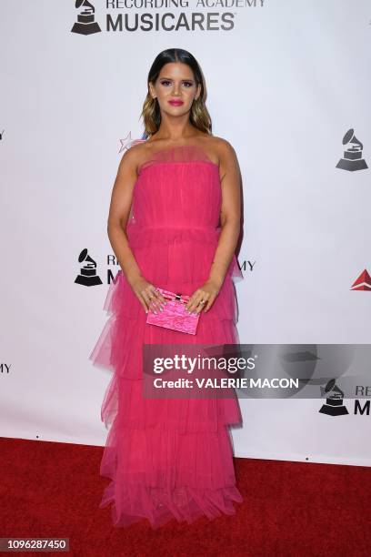 Singer Maren Morris arrives for the 2019 MusiCares Person Of The Year gala at the Los Angeles Convention Center in Los Angeles on February 8, 2019.