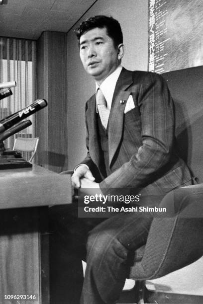 Ruling Liberal Democratic Party lawmaker Shintaro Ishihara attends a press conference after his meeting with LDP Secretary General Yasuhiro Nakasone...