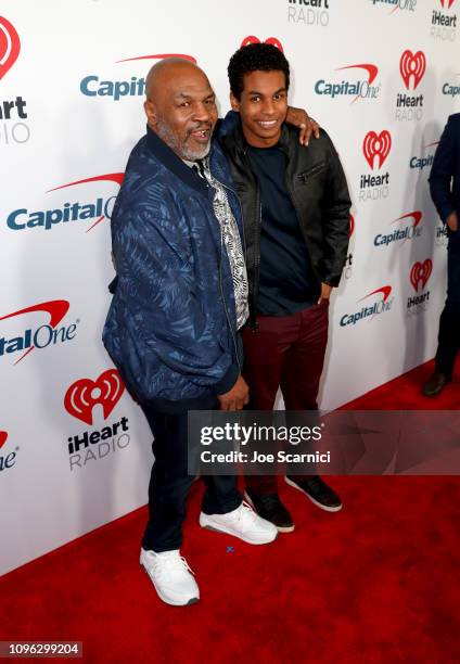 Mike Tyson and Miguel Leon Tyson arrive at the 2019 iHeartRadio Podcast Awards Presented by Capital One at the iHeartRadio Theater LA on January 18,...