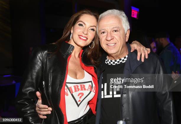 Mareva Georges Marciano and Paul Marciano attend GUESS x J Balvin launch party on February 8, 2019 in Los Angeles, California.