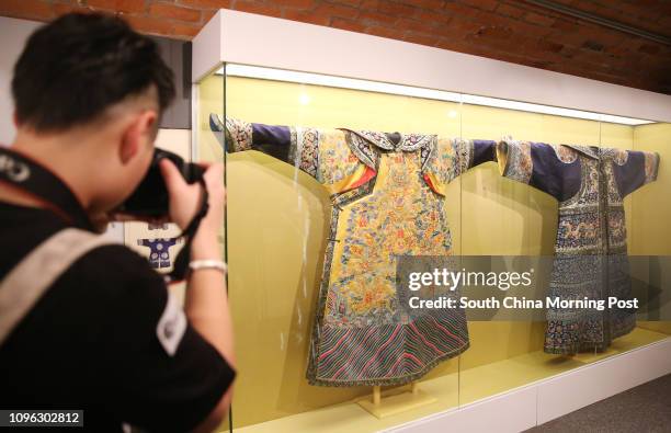 Ceremonial dresses worn by Puyi and Wanrong at their wedding displayed at Opening ceremony for "From Son of Heaven to Commoner: Puyi, the Last...