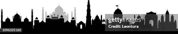delhi (alle gebäude sind komplett und beweglich) - jama masjid delhi stock-grafiken, -clipart, -cartoons und -symbole