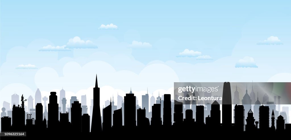 San Francisco Skyline Silhouette (All Buildings are Complete and Moveable)
