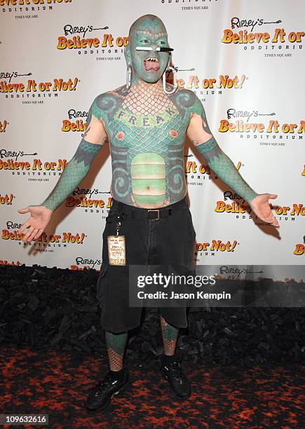 Erik Sprague, The Lizardman during "Ripley's Believe It Or Not" Celebration Opening - Arrivals at Ripley's Times Square in New York City, New York,...