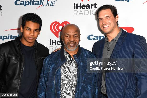 Miguel Leon Tyson, Mike Tyson and Eben Britton attend the iHeartRadio Podcast Awards Presented By Capital One at iHeartRadio Theater on January 18,...