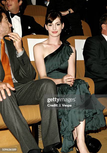 Jake Gyllenhaal and Anne Hathaway during 2005 Venice Film Festival - "Brokeback Mountain" Premiere - Inside at Palazzo del Cinema in Venice Lido,...