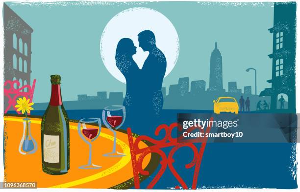 romantic scene - new york - manhattan stock illustrations