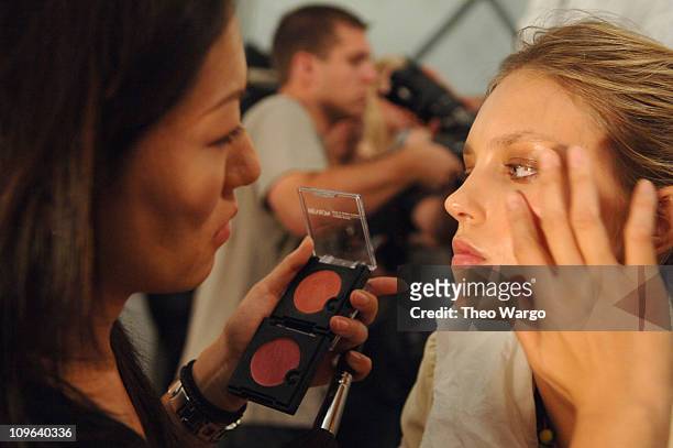 Model wearing Revlon Ooh La La Lilac Collection makeup at J Mendel Spring 2006
