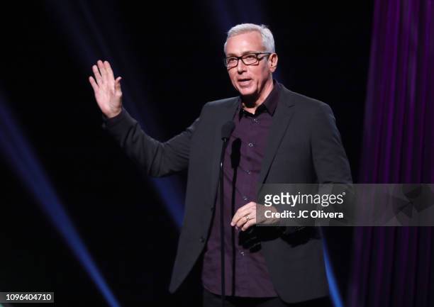 Drew Pinsky speaks onstage during the 2019 iHeartRadio Podcast Awards Presented By Capital One at iHeartRadio Theater on January 18, 2019 in Burbank,...