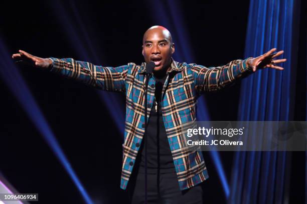 Charlamagne tha God speaks onstage during the 2019 iHeartRadio Podcast Awards Presented By Capital One at iHeartRadio Theater on January 18, 2019 in...