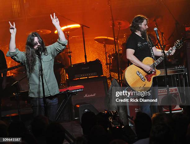 Singer/Songwriter Shooter Jennings and Singer/Songwriter Jamey Johnson during the Taping Of CMT Crossroads on February 27, 2009 at Rocketown in...