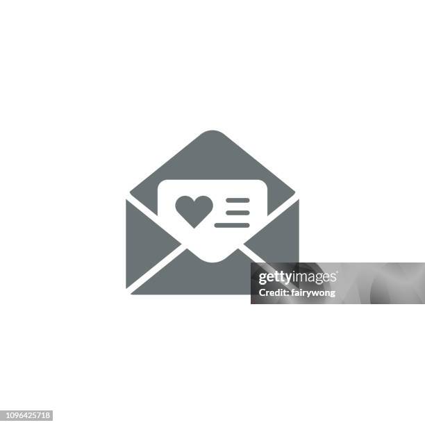 love letter in envelope icon - love letter stock illustrations