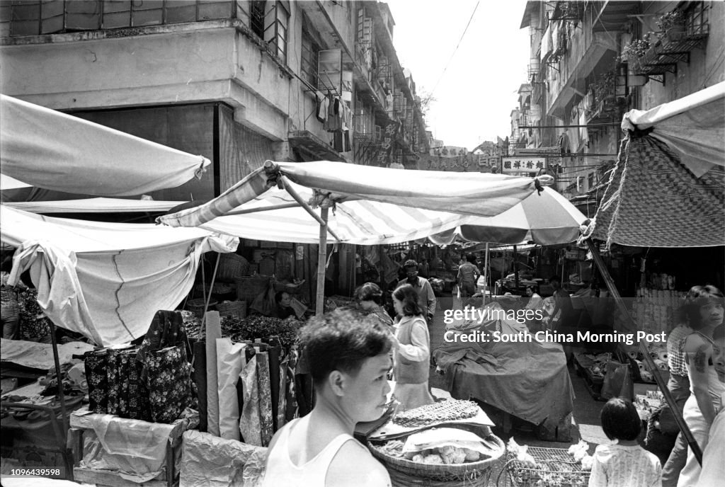 The open market at the junction of Hau Wo Street and Smithfield (Catchick Street). 13APR78