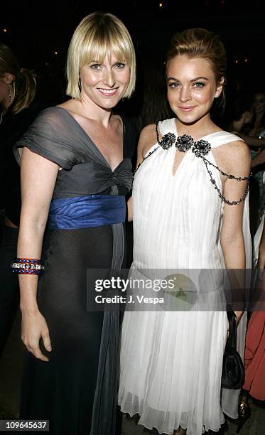 Amy Astley and Lindsay Lohan during Teen Vogue Young Hollywood Issue Party - Inside at The Roosevelt Hotel in Hollywood, California, United States.