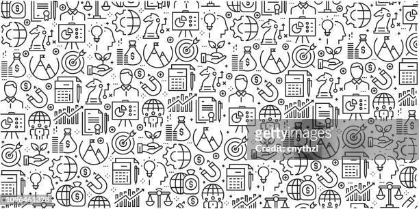 vector set of design templates and elements for corporate business in trendy linear style - seamless patterns with linear icons related to corporate business - vector - portfolio stock illustrations