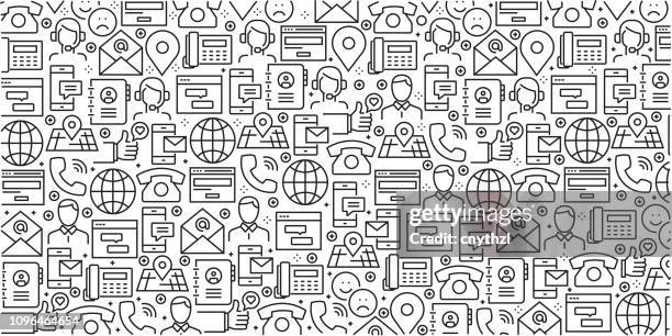 vektor-reihe von design-vorlagen und elemente für kontaktieren sie uns in trendigen linearen stil - musterdesigns mit linearen symbole im zusammenhang mit kontakt - vektor - adressbuch stock-grafiken, -clipart, -cartoons und -symbole