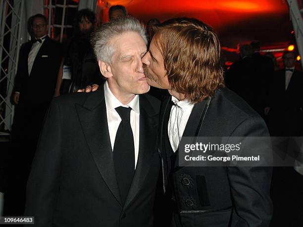 David Cronenberg, director and Viggo Mortensen during 2005 Cannes Film Festival - "A History of Violence" Party at Majestic Beach in Cannes, France.