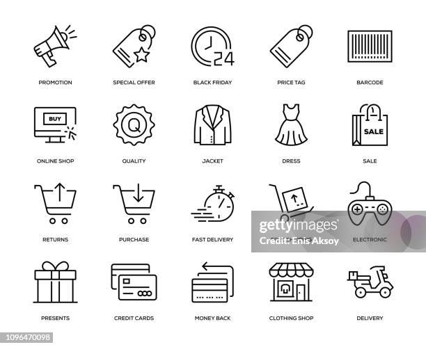 black friday icon set - jacket stock illustrations