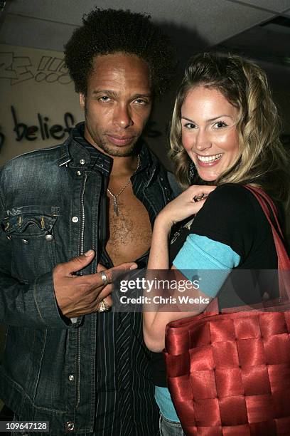 Gary Dourdan and Meghan McIlvane during Sony Computer Entertainment America Brings Art to Life at the PSP Factory - Inside at Hollywood Center...